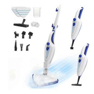 12-in-1 Steam Mop, Fast 15-Sec Heat-Up, 1500W Detachable Handheld Steam Cleaner with 2 Dirt Grip Pads, Removes 99.99% Stubborn Stains for Hardwood Floors, Clothes, Windows, Tiles, Furniture, Blue