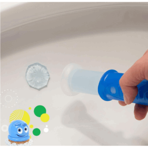 Scrubbing Bubbles Fresh Gel Toilet Bowl Cleaning Stamps, Helps Keep Toilet Clean and Helps Prevent Limescale & Rings, Rainshower Scent, 1 Dispenser with 6 Fresh Gel Stamps